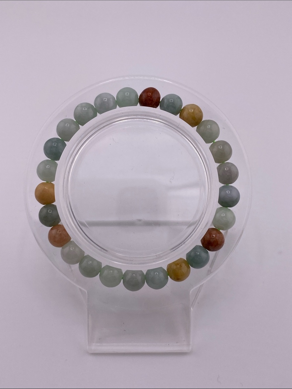 Natural Multi-Color Jade Beaded Stretch Bracelet